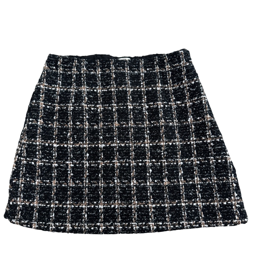 Abercrombie & Fitch Tweed Skort Womens Small Black White Plaid Boucle Mini Skirt